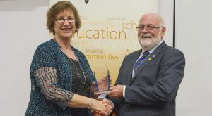 Brian O'Neill presents 2015 AREA Award to Jennifer McMahon Karratha Senior HIgh